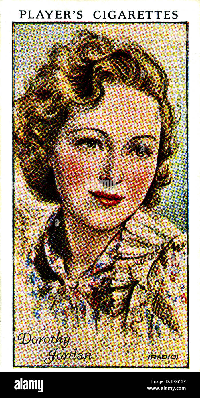 Dorothy Jordan, actrice de film américain. 9 Août 1906 - 7 décembre 1988. La cigarette du joueur (carte). Banque D'Images