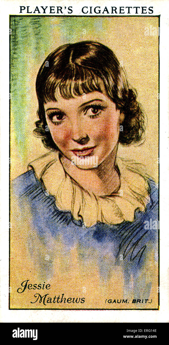 Jessie Matthews, actrice, danseuse et chanteuse. 11 mars 1907 - 19 août 1981. La cigarette du joueur (carte). Banque D'Images