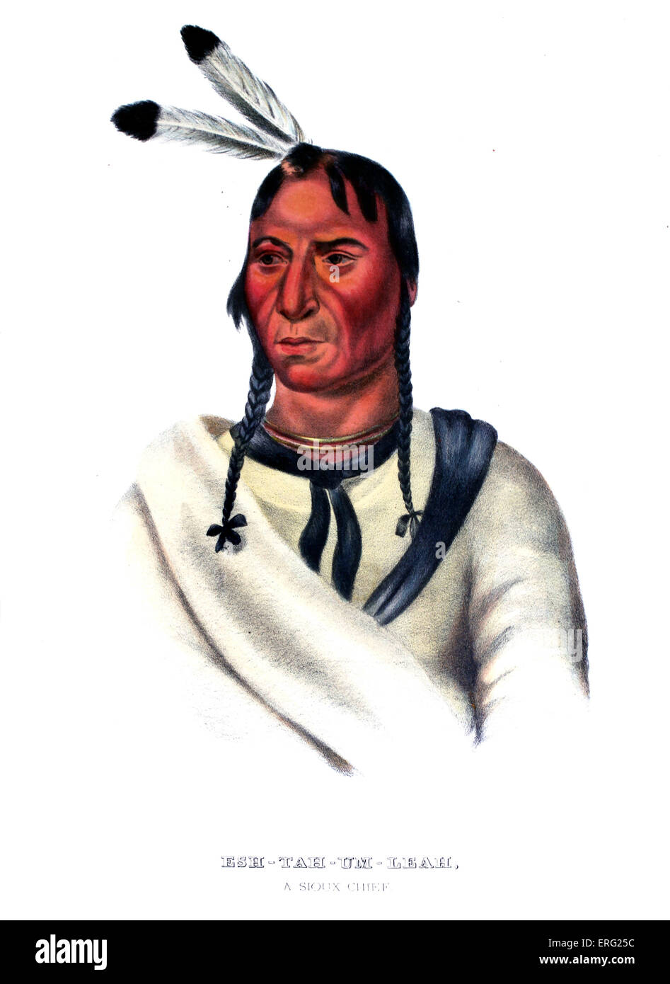 Eshtahumbah (yeux endormis), un chef sioux. Chef amérindien de la tribu des Sioux Sisseton, au Minnesota, et signataire de Banque D'Images