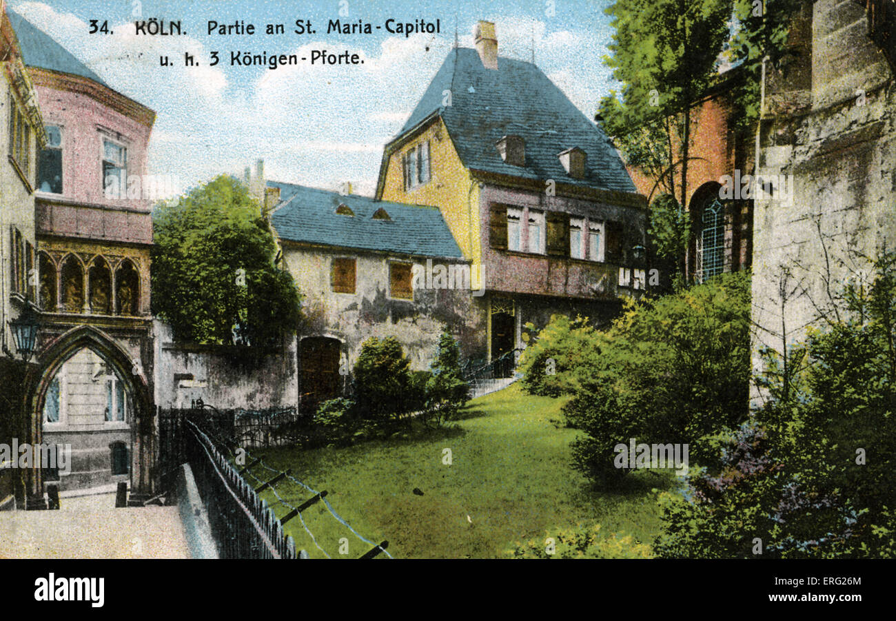 Cologne, Allemagne, début du xxe siècle. Vue de l'église de St Maria im Capitol, Köln. Naissance d'Offenbach. Carte postale. Banque D'Images