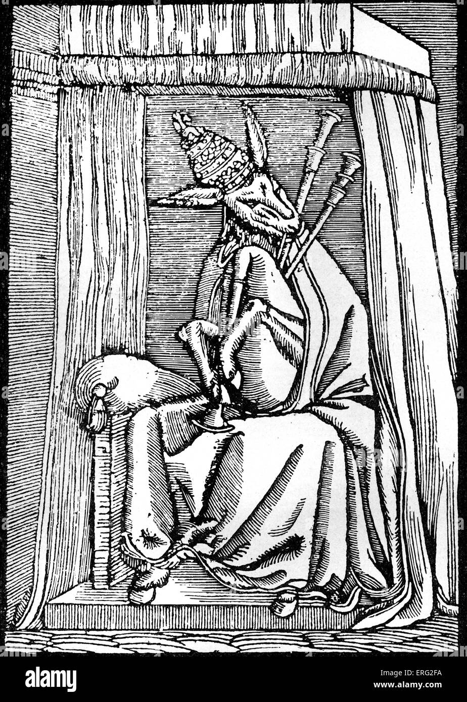 Seizième siècle caricature du pape comme un âne par Lucas Cranach. Légende "Le pape seul peut interpréter l'écriture et de Banque D'Images