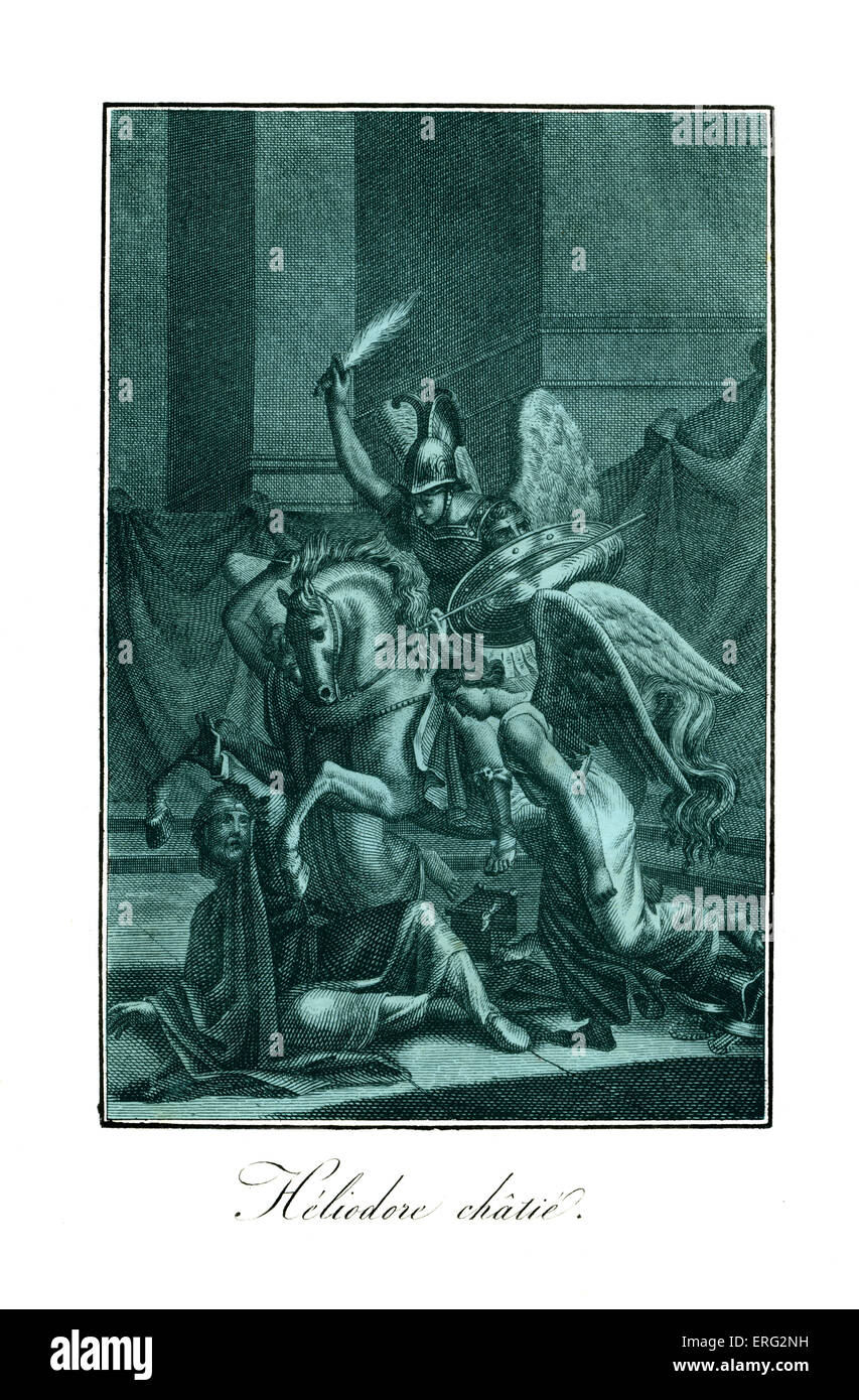 Heliodorus est flagellé par des apparitions divines pour essayer de prendre les trésors du temple de Jérusalem pour son roi, Banque D'Images