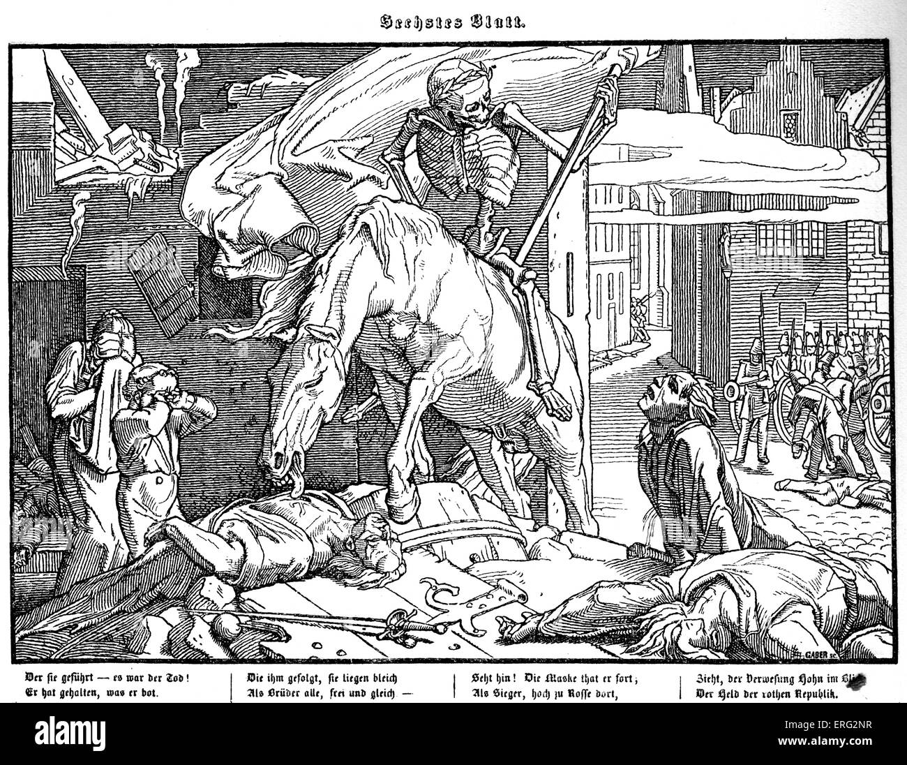 1848 Totentanz : la mort comme un héros républicain, ensureing l'égalité dans la mort pour les révolutionnaires. Sixième plaque dans une série de six par Banque D'Images