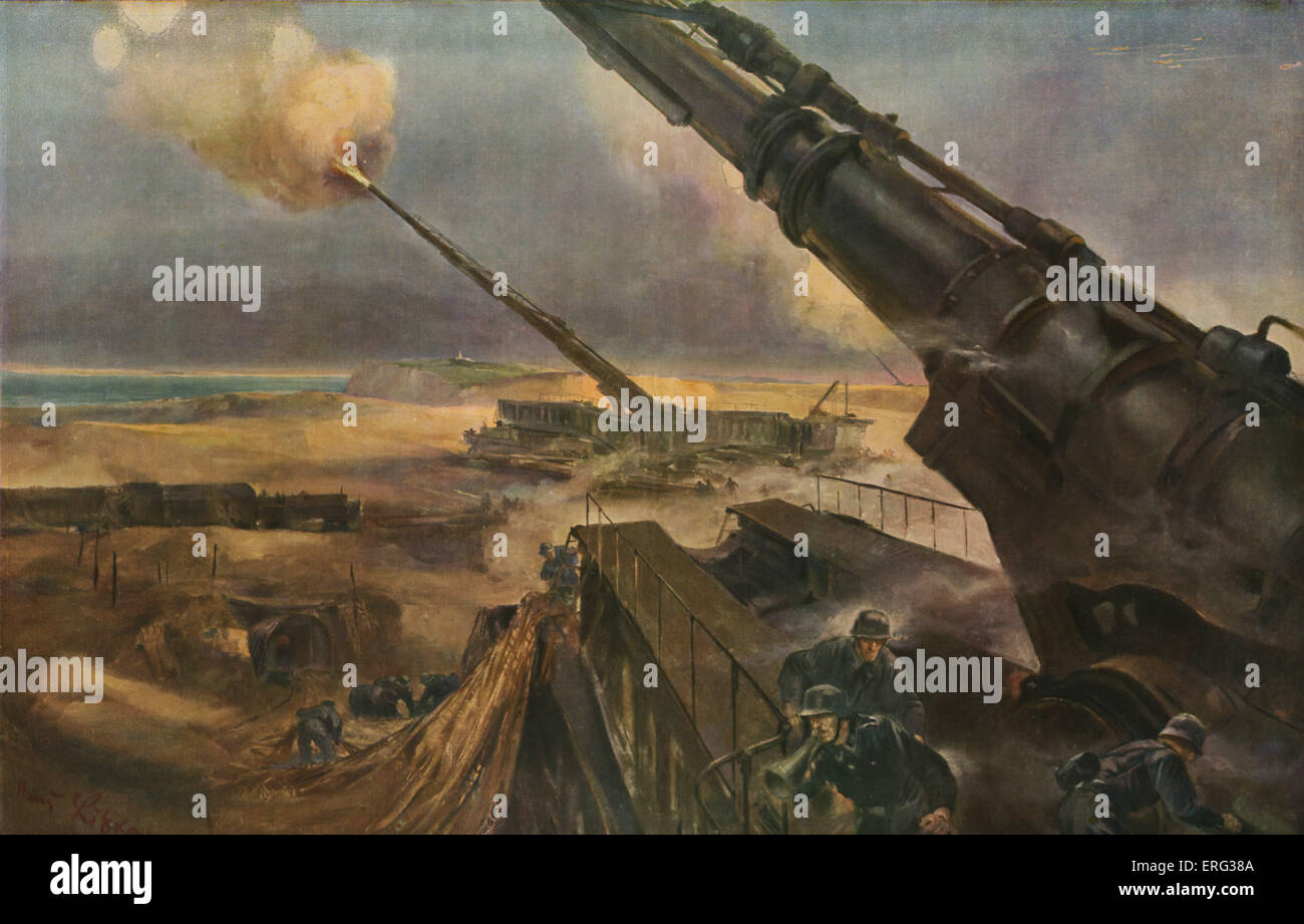 Armes d'être allemand futuriste utilisée pour attaquer la Grande-Bretagne. 'Des batterie un longue portée en position de tir' (long-range Banque D'Images