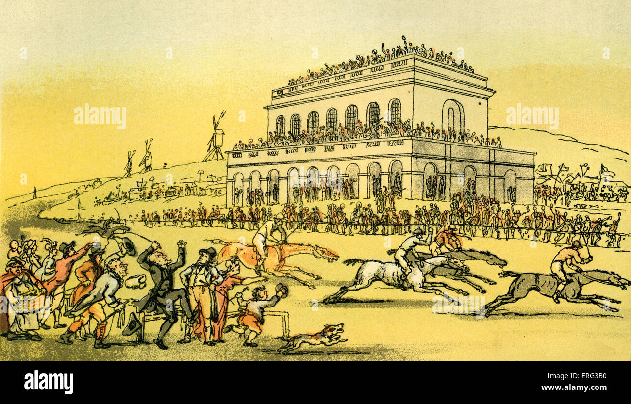 Syntaxe Dr perd son argent à la race-track à York', illustration par Thomas ROWLANDSON de « docteur Syntaxe's Tour à la recherche de la pittoresque' par William Combe. D'abord publié 1812 (à l'origine des aquarelles). Thomas ROWLANDSON 1756- 1827. Banque D'Images