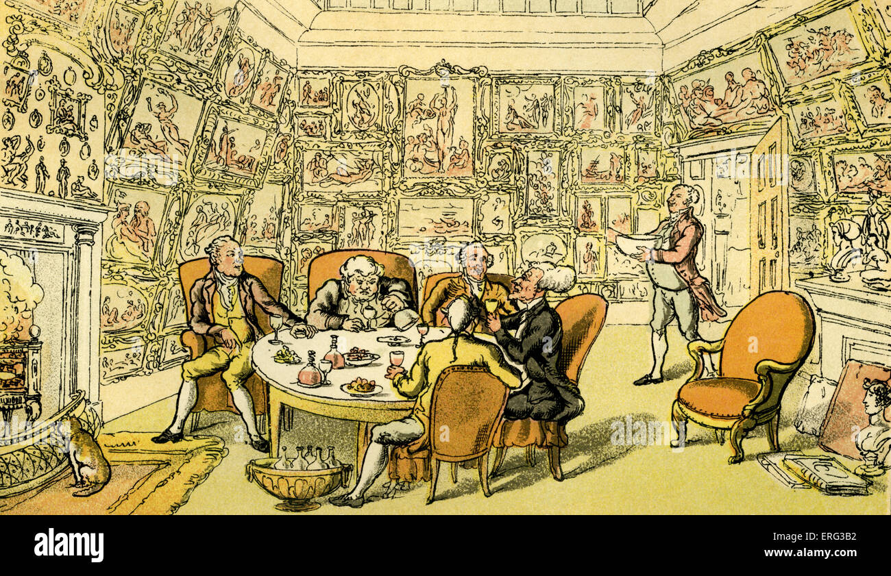 Dr Syntaxe avec mon Seigneur', illustration par Thomas ROWLANDSON de « docteur Syntaxe's Tour à la recherche de la pittoresque' par William Combe. D'abord publié 1812 (à l'origine des aquarelles). Thomas ROWLANDSON 1756- 1827. Banque D'Images