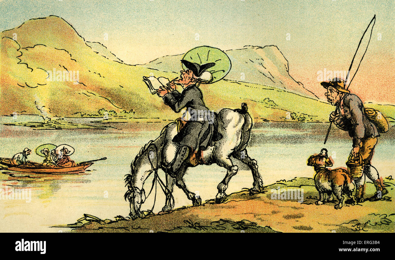 Syntaxe 'Dr esquisses le lac', illustration par Thomas ROWLANDSON de « docteur Syntaxe's Tour à la recherche de la pittoresque' par Banque D'Images