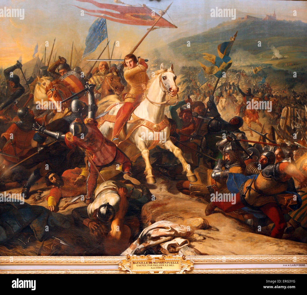 La bataille de mons en puelle 1304 peinture Banque de photographies et