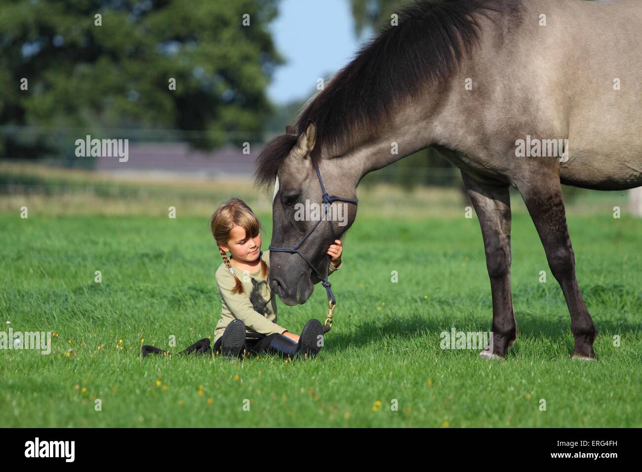 fille avec cheval Banque D'Images