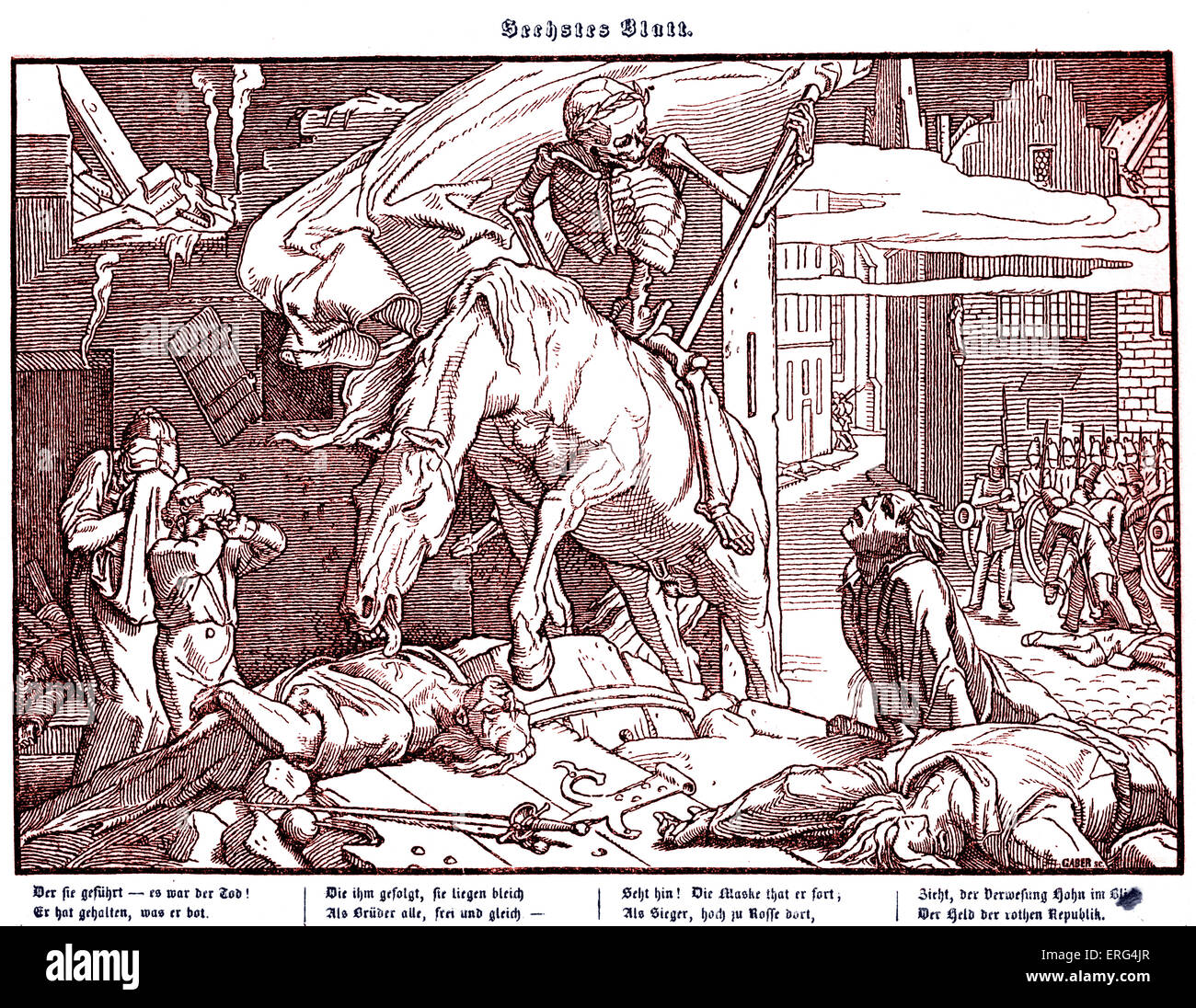 1848 Totentanz : la mort comme un héros républicain, ensureing l'égalité dans la mort pour les révolutionnaires. Sixième plaque dans une série de six par Banque D'Images