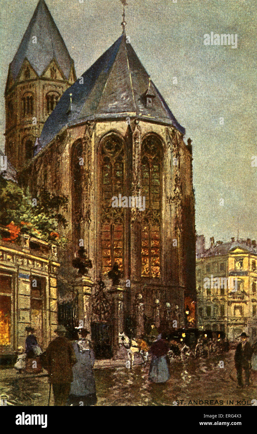 Cologne, Allemagne, début du xxe siècle. Die nach einem St. Andreaskirche, Aquarell von Karl Rudell (Église de Saint Andreas, un Banque D'Images