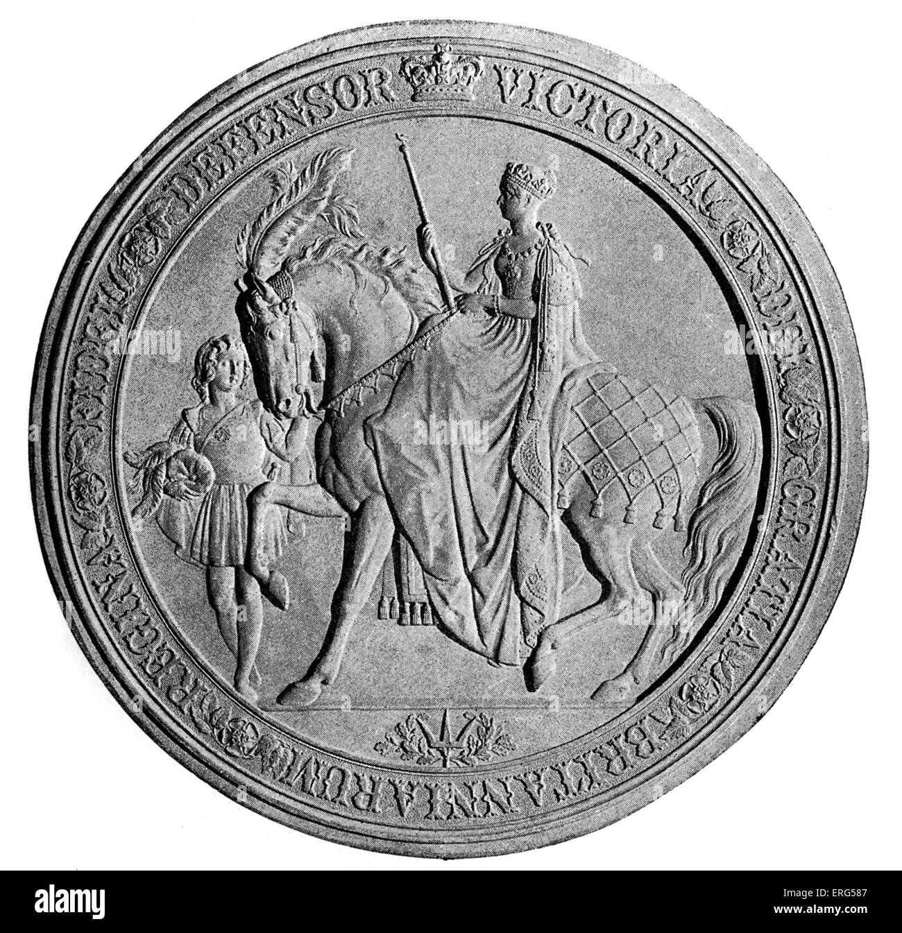 Grand sceau de la reine Victoria (le verso) - joint utilisé pour symboliser l'approbation du monarque d'importants documents de l'état. Banque D'Images