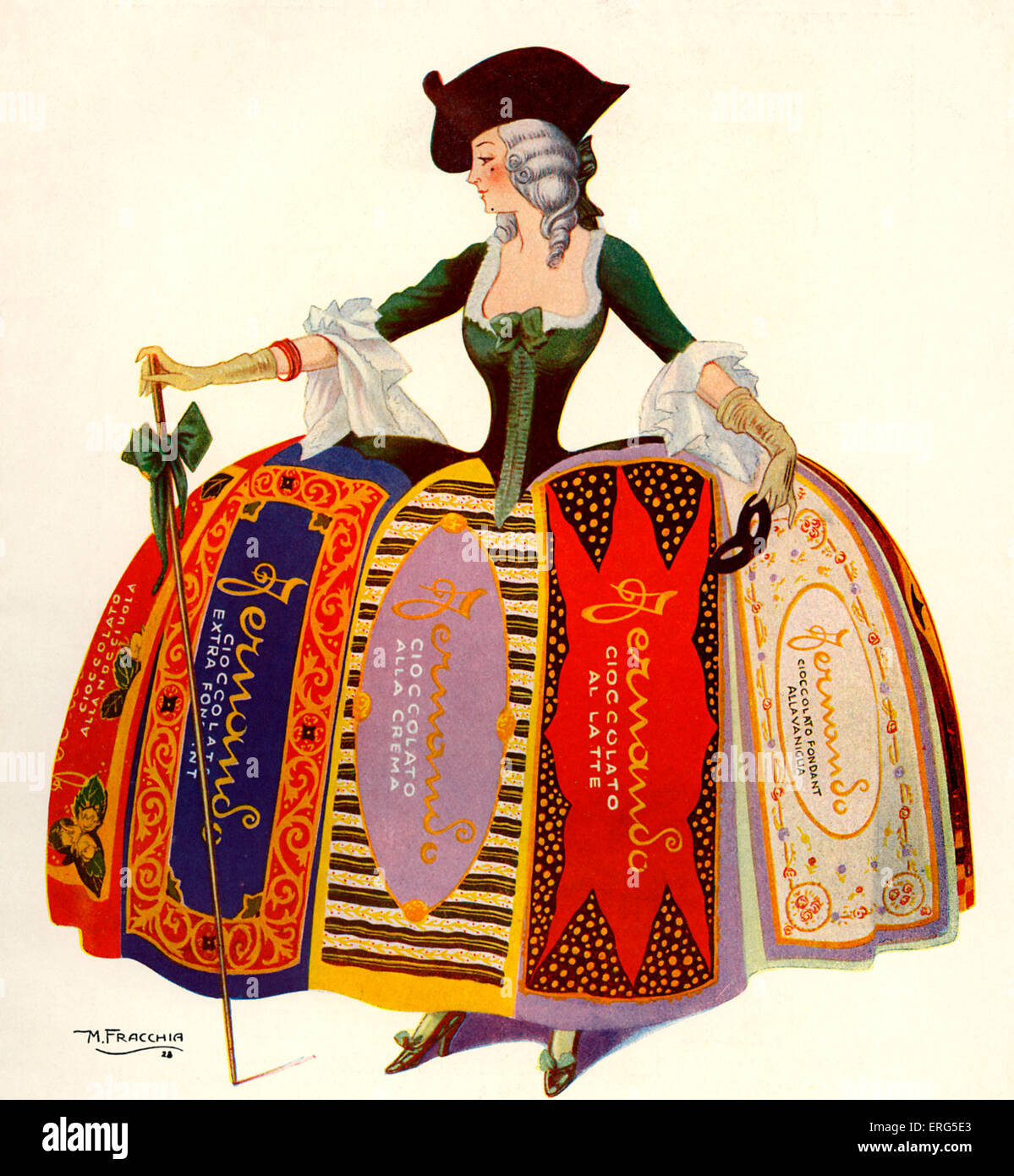 1928 - Publicité pour le chocolat italien Fernando (Ciocolatto Fernando). La ligne d'étiquette se lit comme suit : ''antico, Costume ciocolatto Banque D'Images
