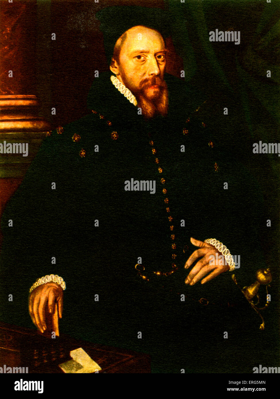 William Cecil, lord Burghley, homme d'État anglais, le conseiller en chef de la Reine Elizabeth I, 1520 - 1598. L'huile après le travail par un Banque D'Images