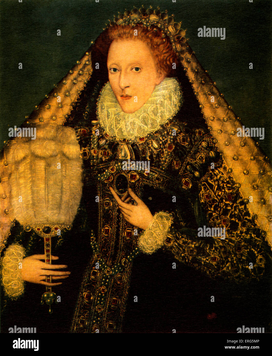 La reine Elizabeth I, reine d'Angleterre et reine d'Irlande du 17 novembre 1558 jusqu'à sa mort, le 7 septembre 1533 - 24 mars 1603. Une fois l'huile par Zucchero. Banque D'Images