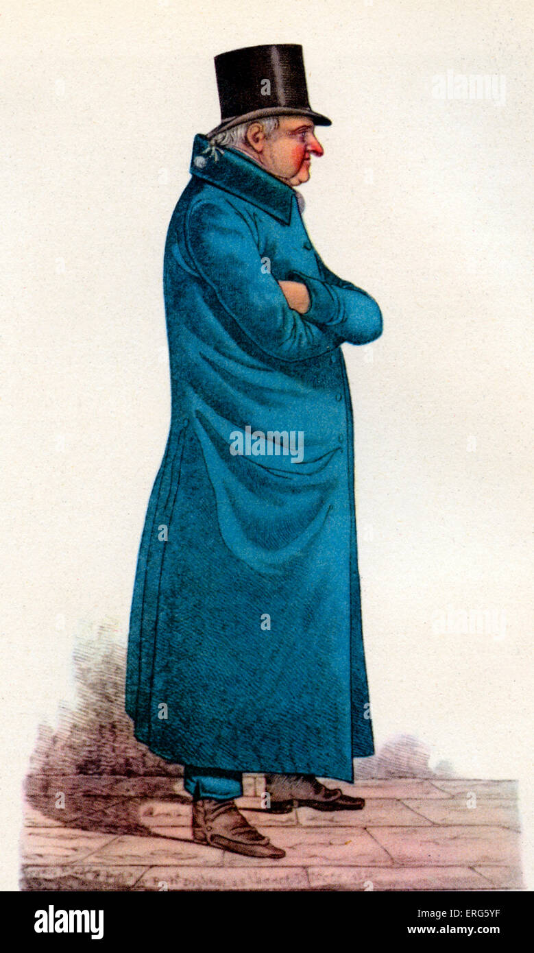 John Bell, l'éditeur anglais, 1745-1831. Colored cartoon par Richard Dighton, 1824. Banque D'Images