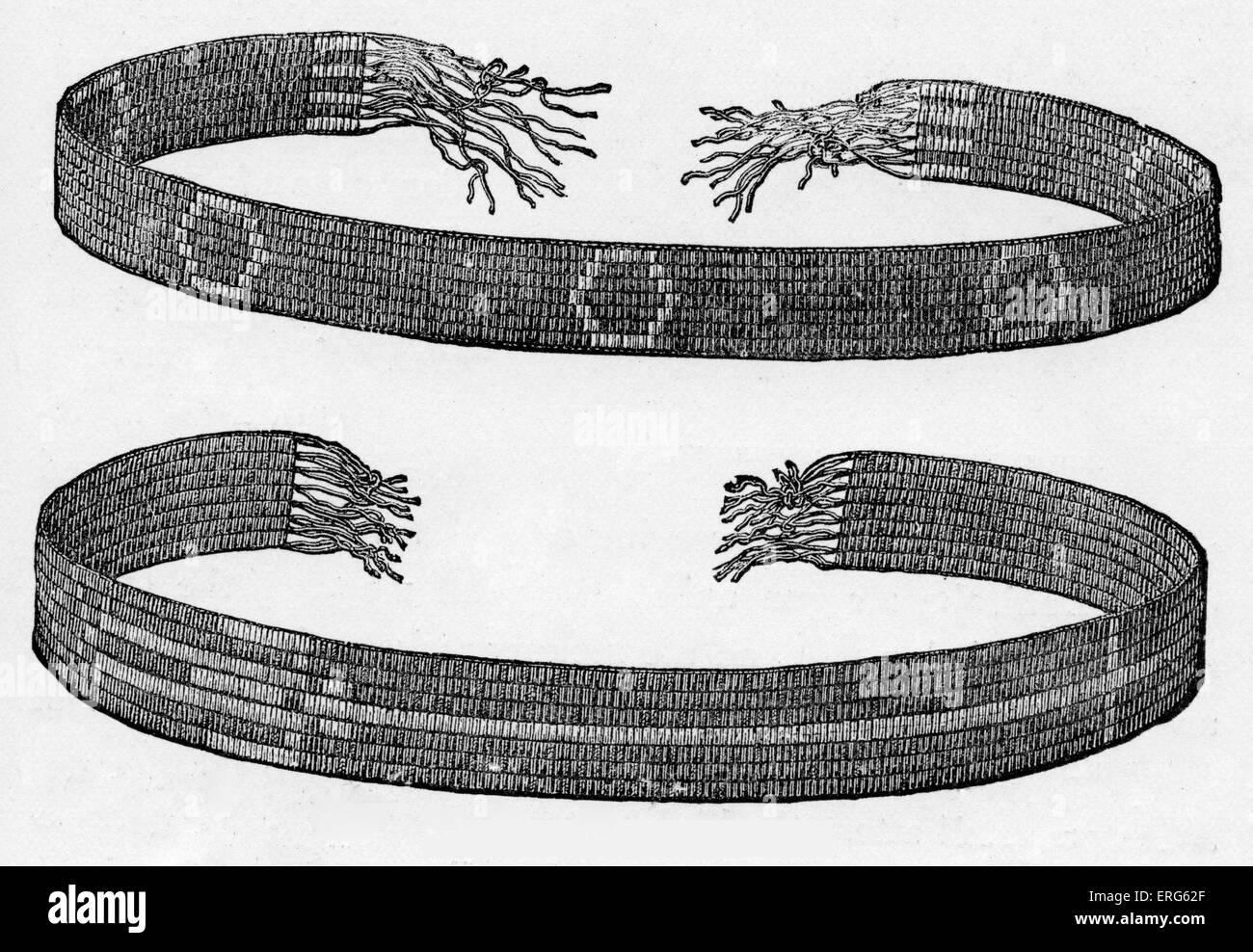 Les ceintures de wampum décorées, publié en 1887. Perles de wampum sont sacrés, à de nombreuses tribus américaines autochtones de l'Est. De wampums Banque D'Images