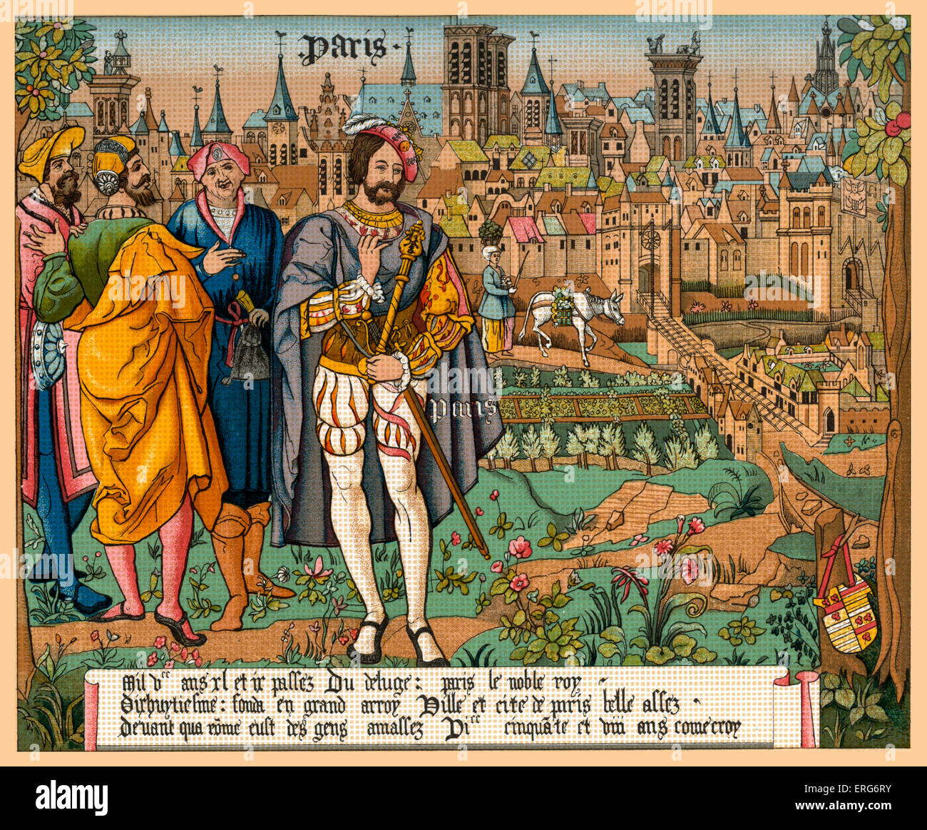 Notre-Dame de Paris - Page 2 Plan-de-paris-au-xve-siecle-reproduit-a-partir-dune-tapisserie-de-beauvais-chromolithographie-imprimee-par-franz-kellerhoven-1814-1872-erg6ry