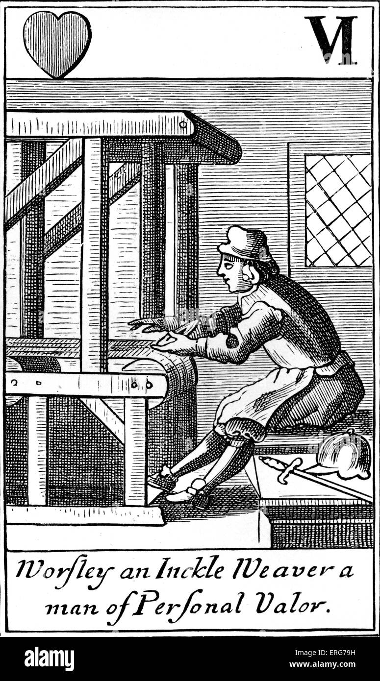 Dix-septième siècle satirique carte à jouer, reproduit à partir d'un ensemble de cartes à jouer cavalier. Le sous-titre suivant "un Worsley Banque D'Images