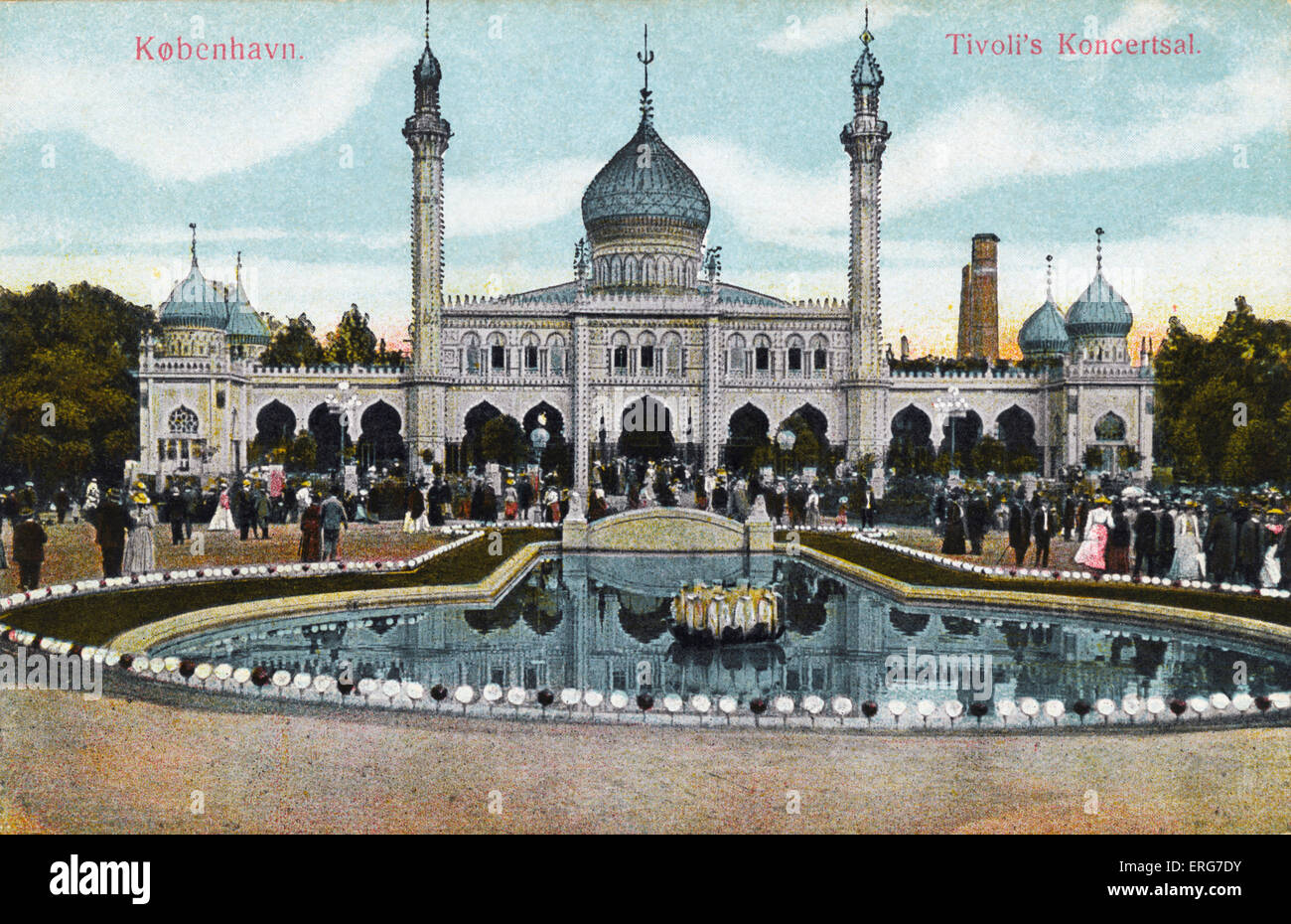 Copenhague. Les Jardins de Tivoli au début du xxe siècle carte postale. Danemark Banque D'Images