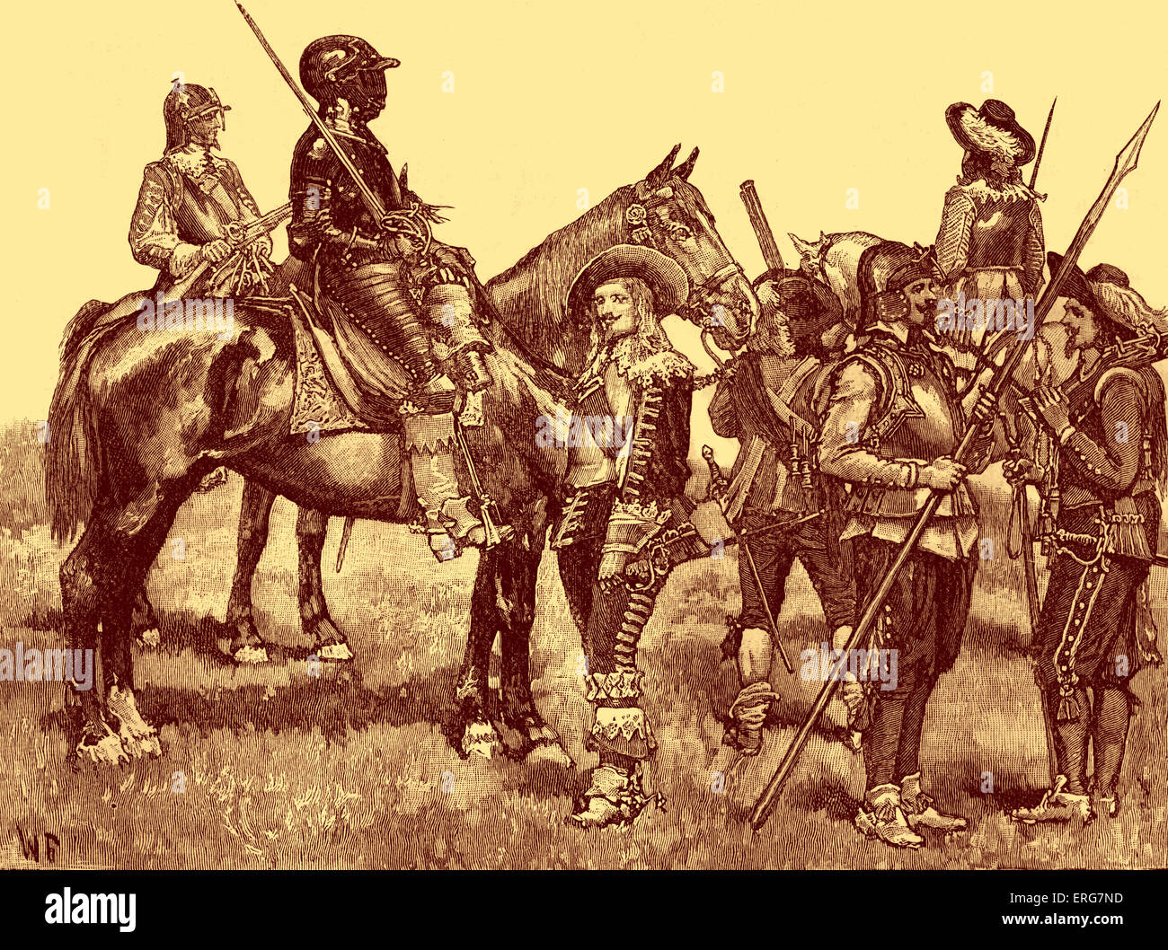 Soldats Cavalier - Guerre Civile Anglaise, 1642-1651 Banque D'Images