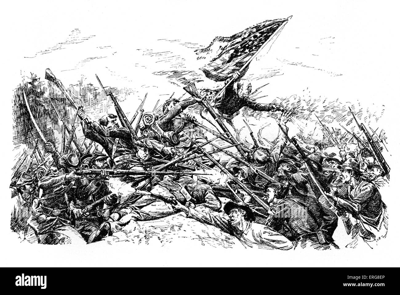 Bataille de Spotsylvania Court House, guerre civile américaine. La main à la main au combat sanglant 'Angle', à la suite d'attaques lancées par l'Union Banque D'Images