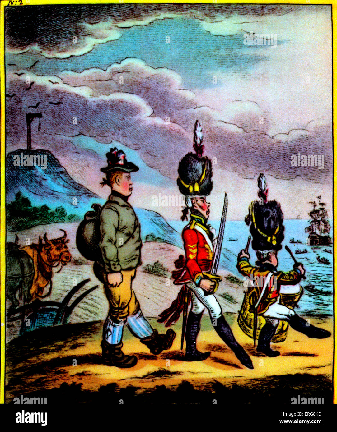 La vie de William Cobbett, 1809 - illustration (" William Cobbett quitte son argricultural air pour devenir un soldat'). Banque D'Images