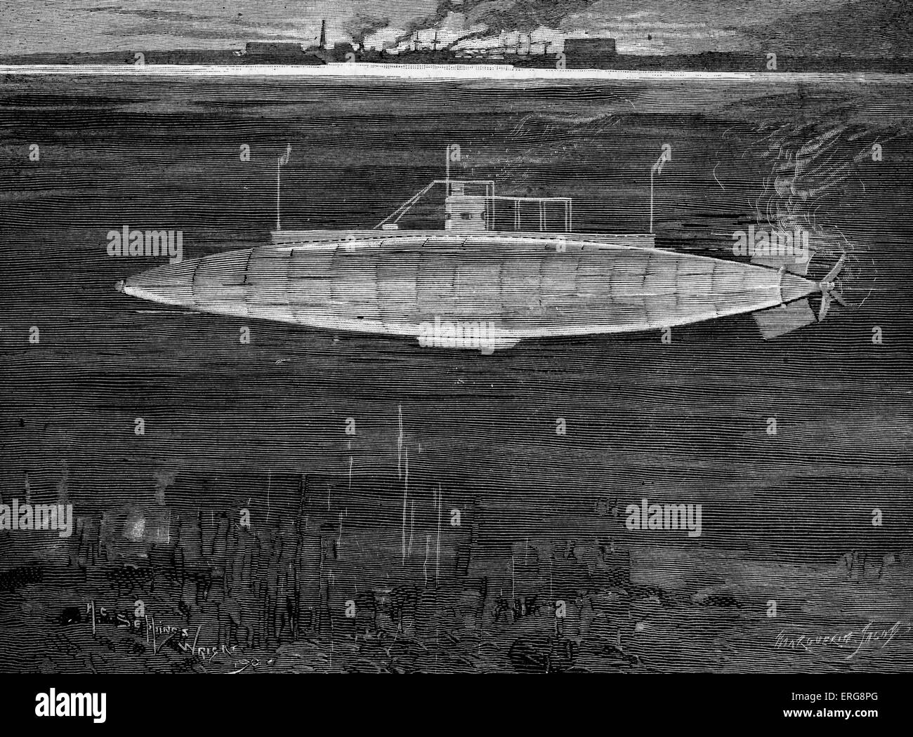 Le sous-marin français Gustave Zede, bateau. L'un des premiers sous-marins tout-électrique, conçu par Gustave Zede. GZ : b. Banque D'Images