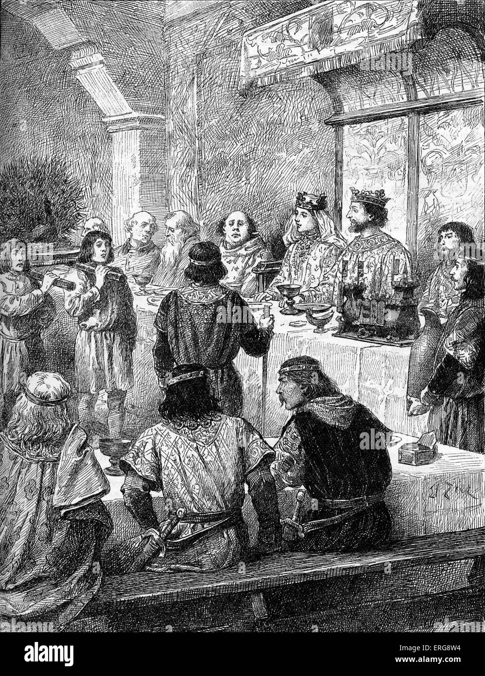 Henry III d'Angleterre et Aliénor de Provence - banquet de mariage. 1236 Banque D'Images