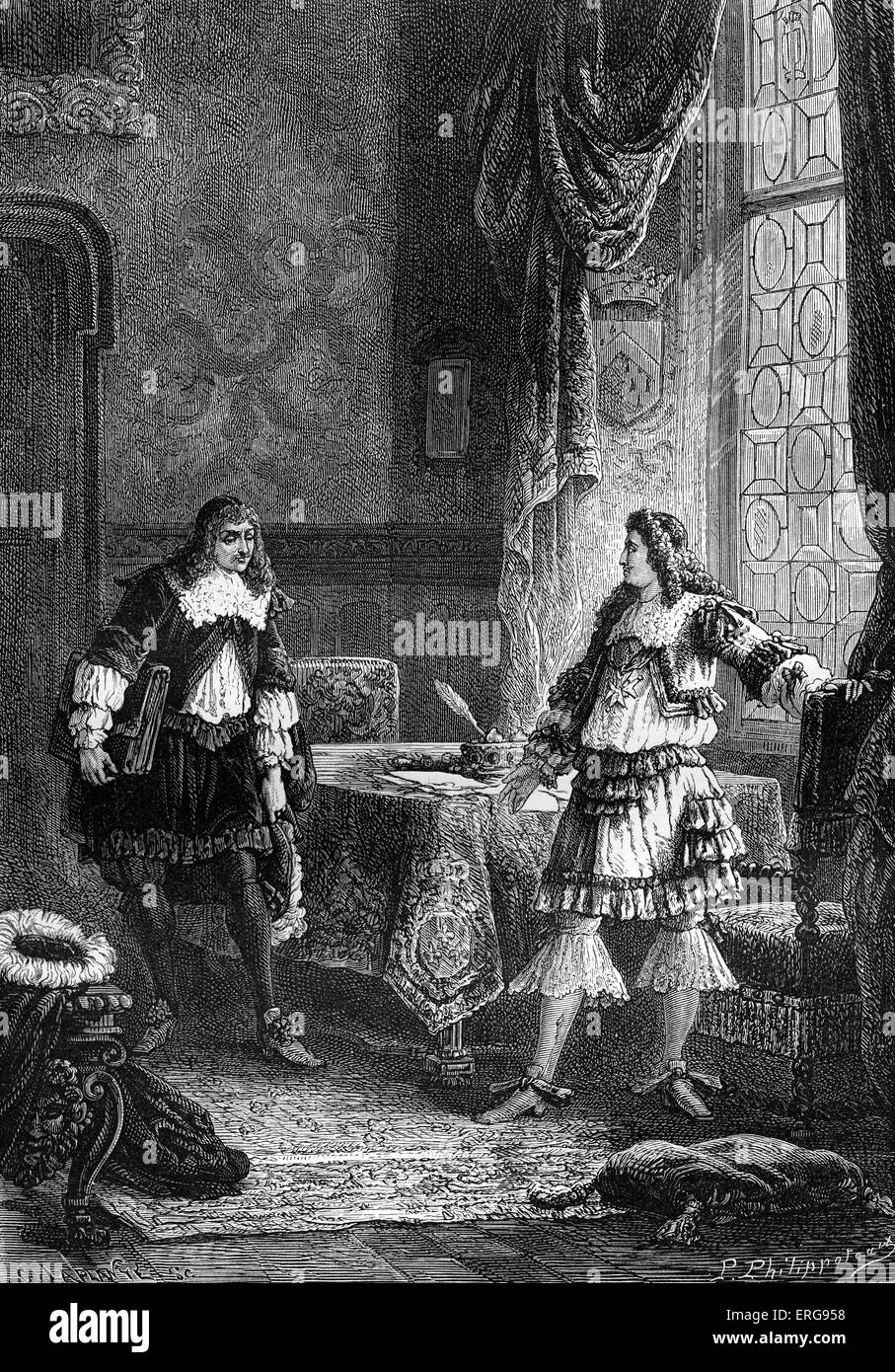 Louis XIV de France rejetant Nicolas Fouquet, Surintendant des Finances. C. 1665. Afin de mettre en place des réformes financières Banque D'Images