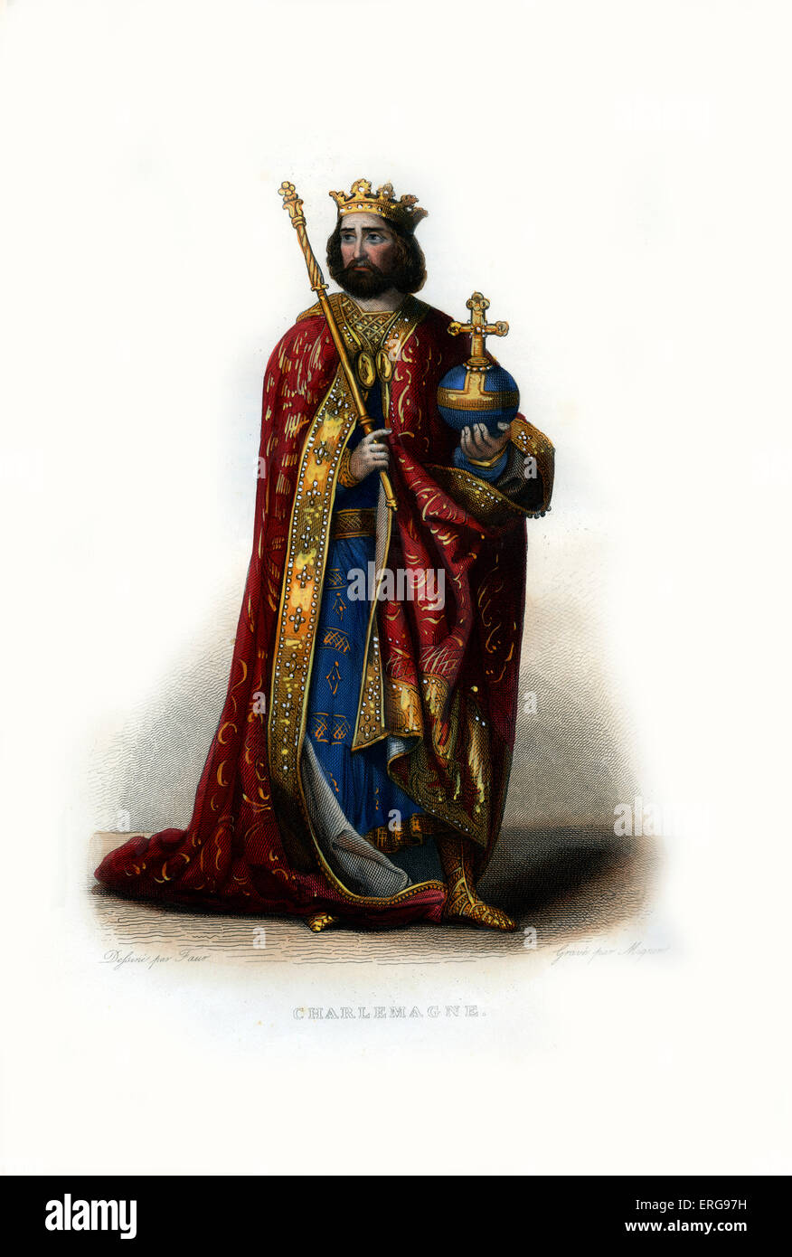 Charles le Grand. Roi des Francs à partir de 768 et Empereur des Romains (Imperator Romanorum) de 800 à sa mort en 814. Banque D'Images