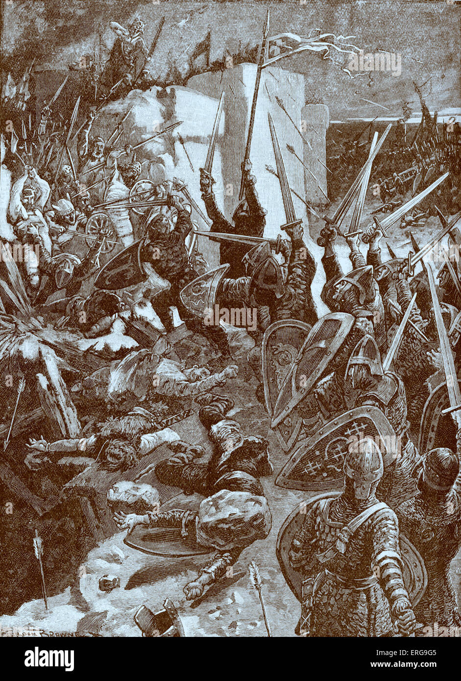 Siège de Waterford, 1170. Au cours de français/ invasion normande de l'Irlande. Le comte de Pembroke ont pris la ville de Waterford près de Banque D'Images