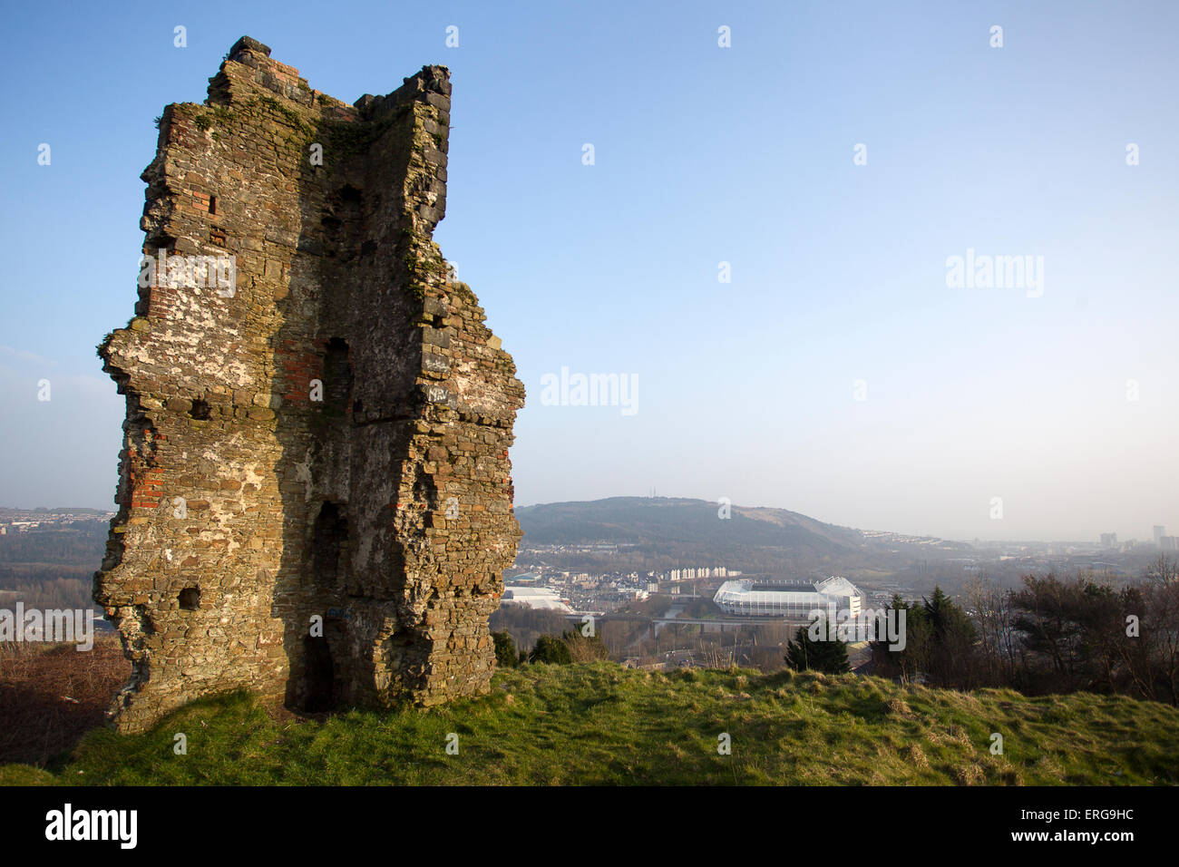 Morris (Château ou château Graig) donnant sur le stade Liberty. Banque D'Images