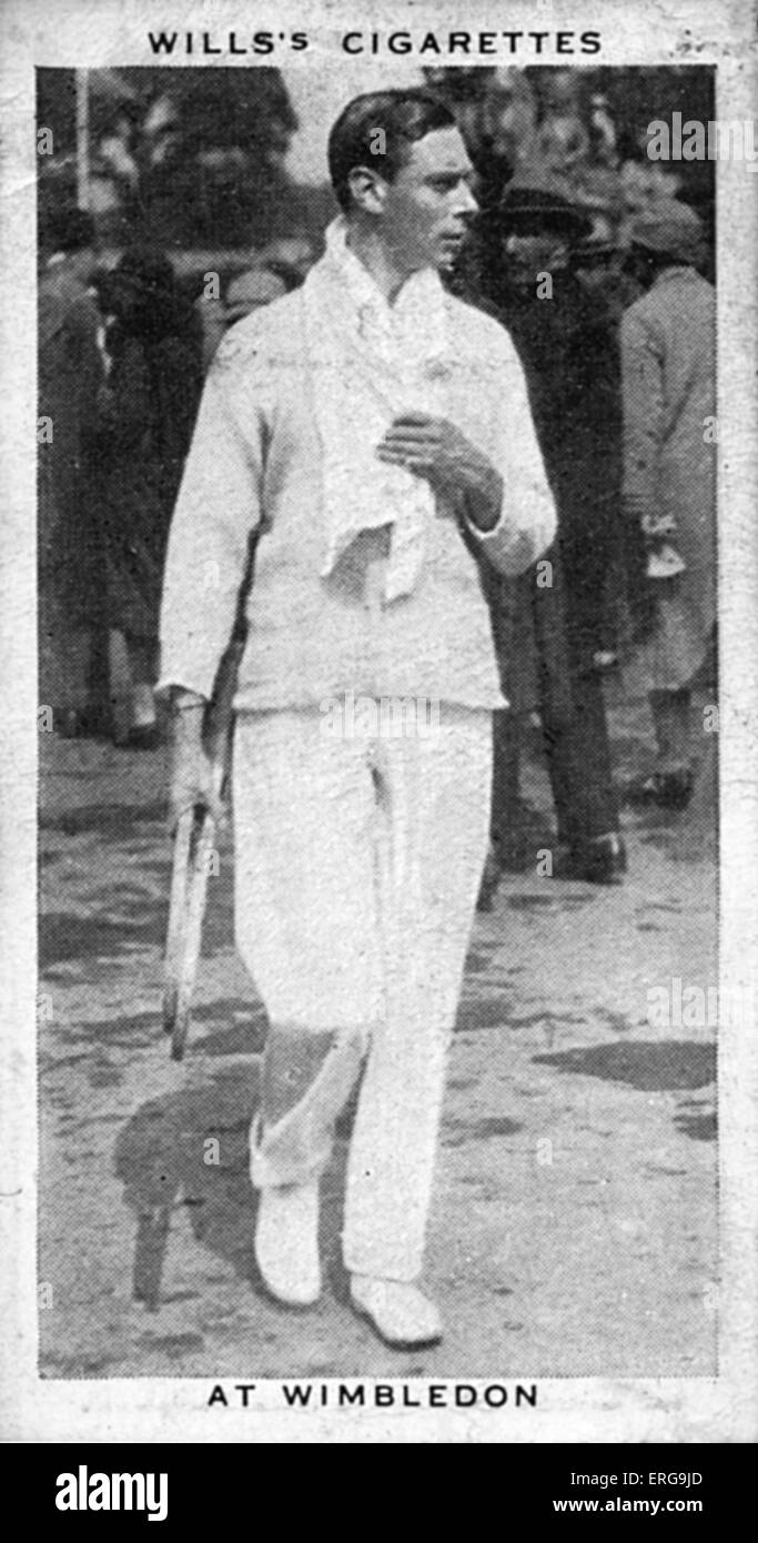 Le roi George VI au tournoi de tennis de Wimbledon en 1926, jouant en double masculin avec Sir Louis Greig. À partir de la commémoration Banque D'Images