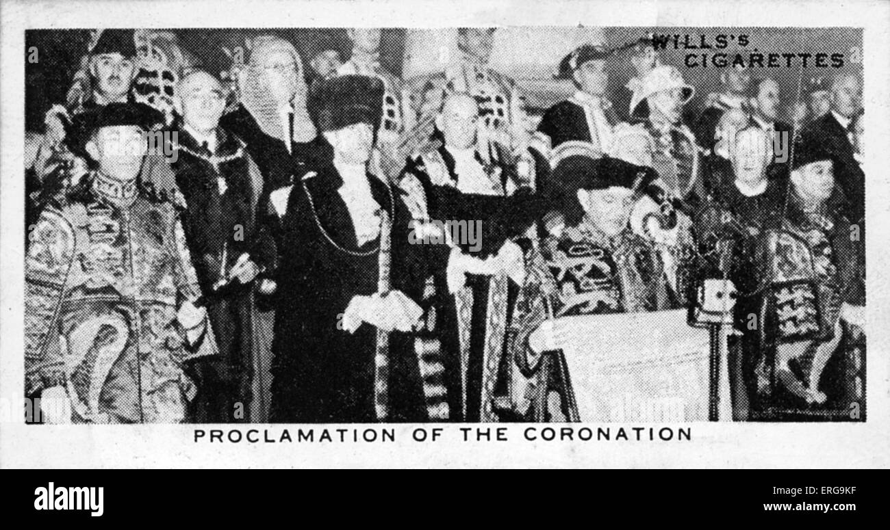 Proclamation du couronnement du roi George VI, le 12 décembre, 1936 : la date pour le couronnement a été fixé au 12 mai 1937. À partir de Banque D'Images