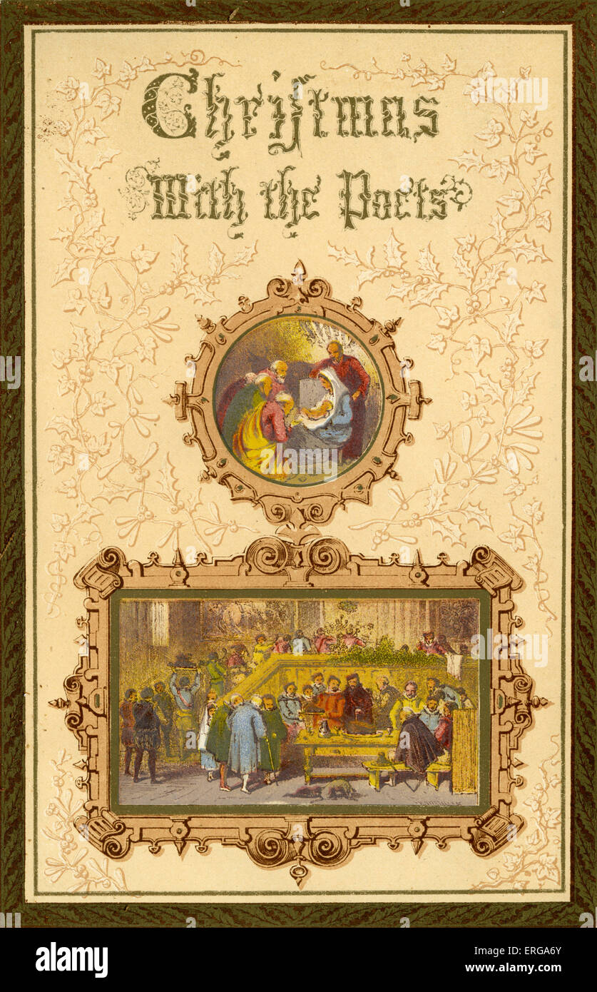 Noël avec les poètes - frontispice. 1872. Illustration par Birket Foster. Collection de chansons, cantiques et versets. Banque D'Images
