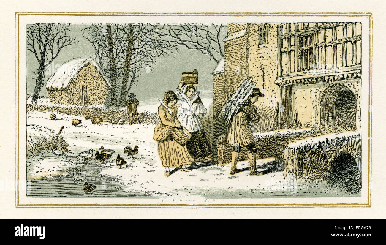 L'hiver par William Shakespeare - sonnet d'amour perdues. Illustré par Birket Foster, 1872. ('Lorsque le sang est étouffé, Banque D'Images