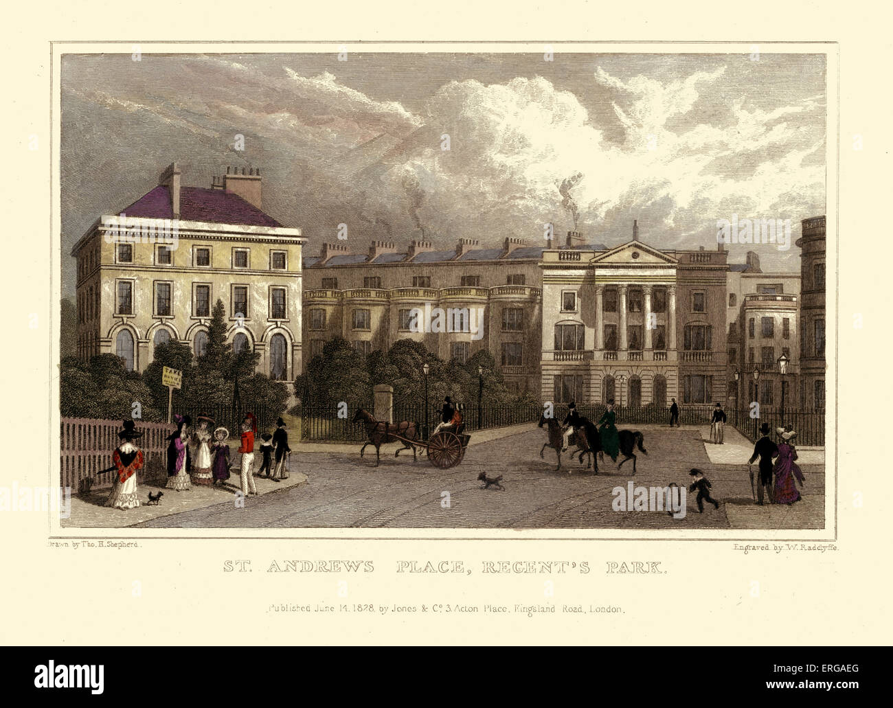 Vues de Londres : St Andrew's Place, Regent's Park. Dessiné par Thomas Hosmer Shepherd 1792 - 1864. Gravée par W. Radclyffe. Banque D'Images