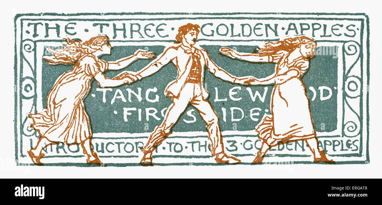 Les trois pommes d'or. Illustrations de Walter Crane 1845 -1915 . (Titre pour le mythe d'Hercule ; et ' Tanglewood Fireside Banque D'Images