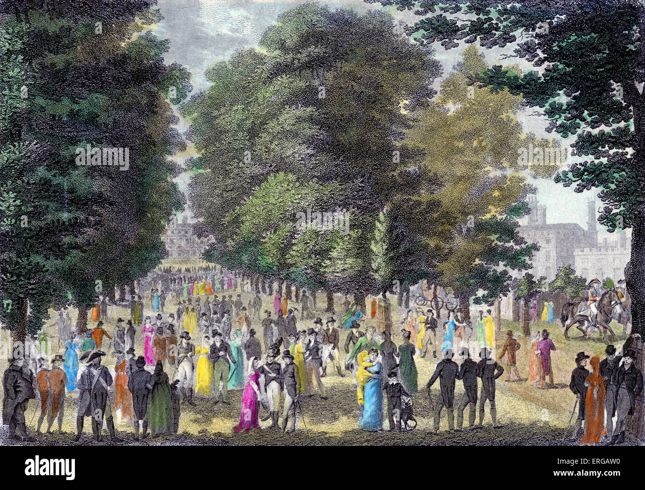 Promenade à St James's Park, Londres, 1804. Engaving par Edwards, publié le 20 mars 1804 par Richard Phillips. Banque D'Images