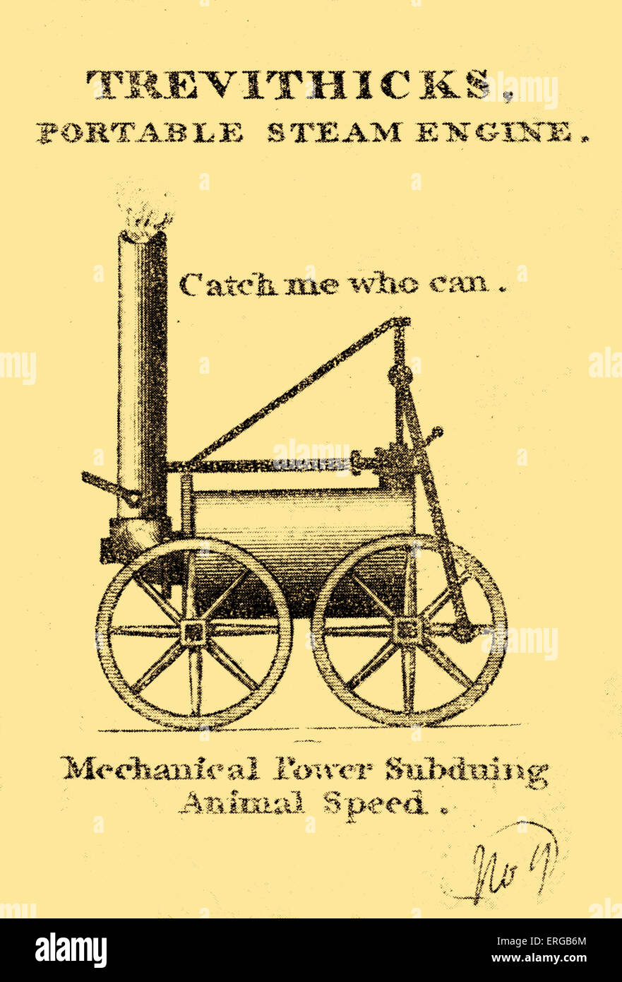 Richard Trevithick locomotive de l'appelé 'Arrête-moi si tu peux", 1808. RT : l'inventeur britannique et ingénieur des mines (13 avril Banque D'Images