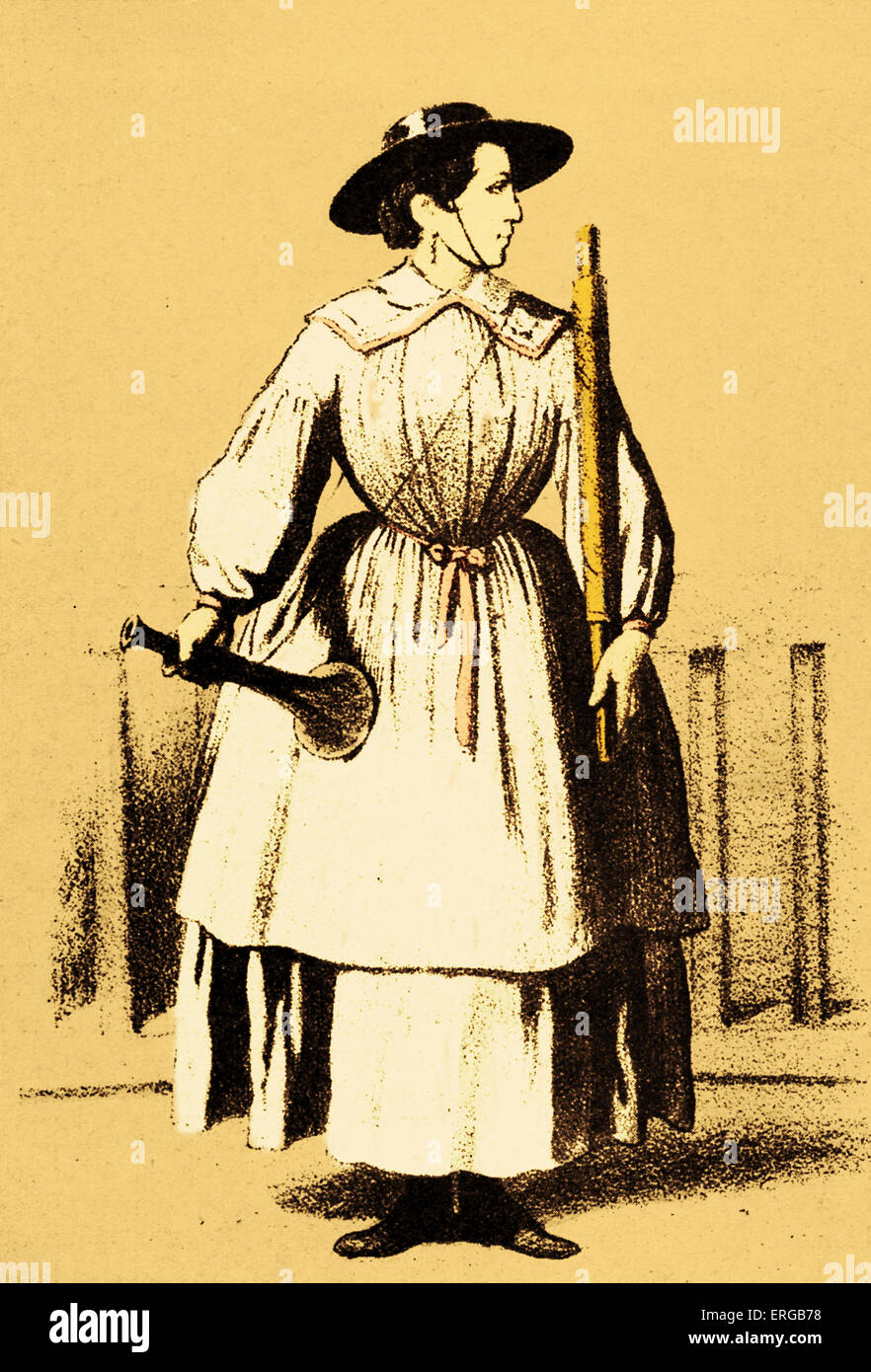 Femme française passage à niveau gardien, ca 1845. (Cantonnière-garde-barrière) Banque D'Images