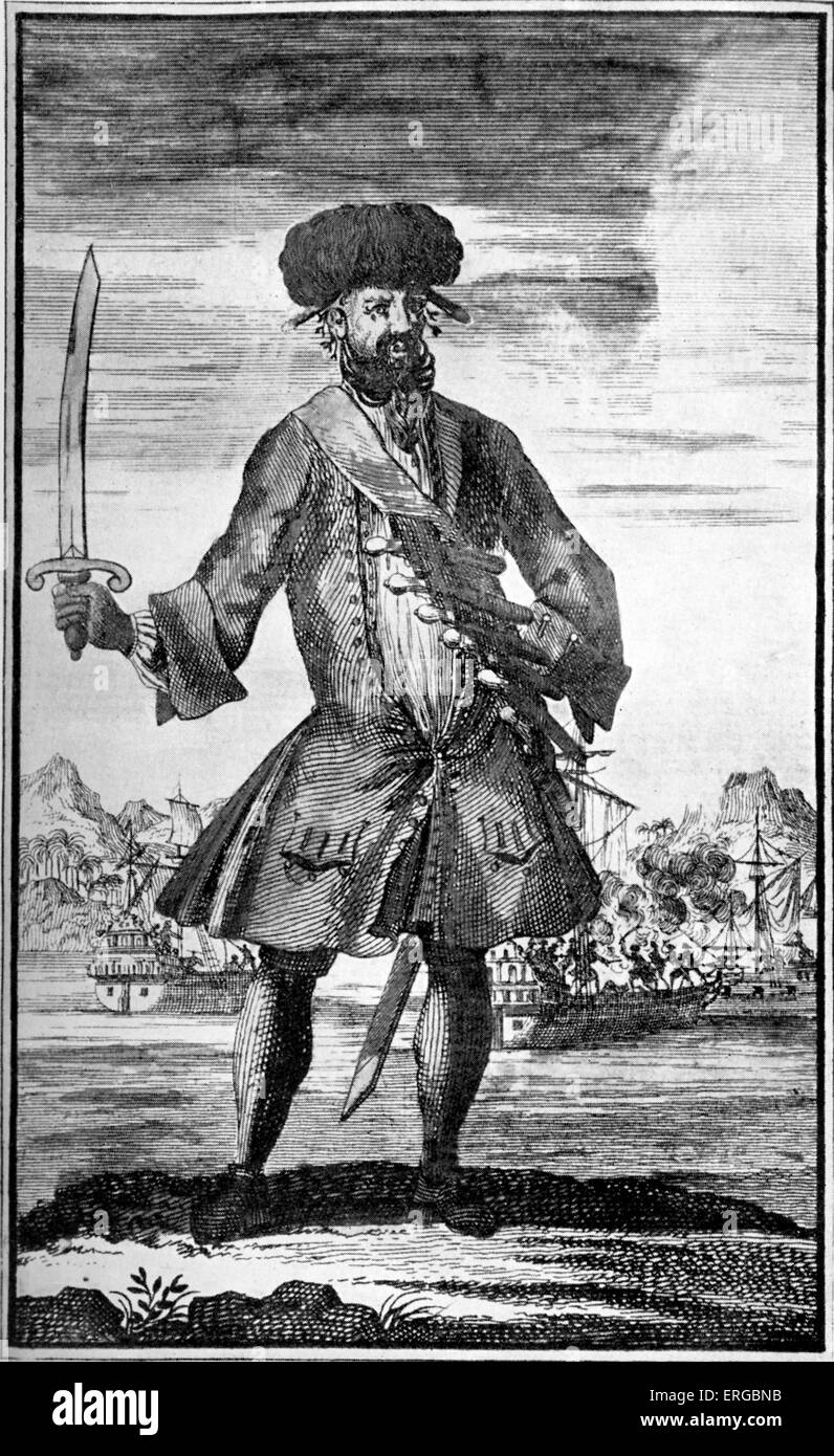 Le pirate Edward Teach (chaume, né Edward Drummond), communément connu sous le nom de Barbe Noire. Buccaneer anglais dans les Caraïbes et la Banque D'Images