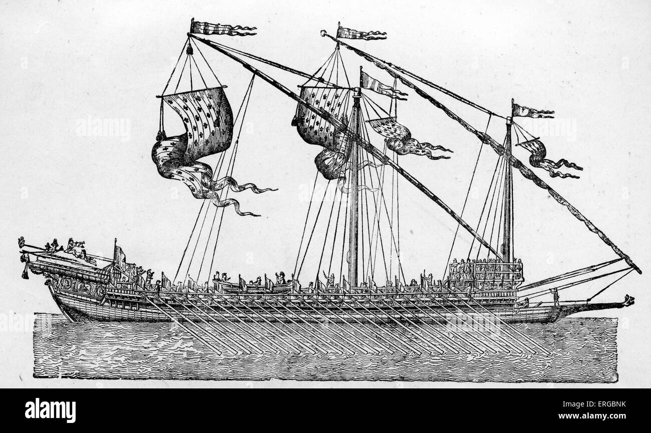 Cuisine - 16e siècle. Navire utilisé par des pirates. Banque D'Images