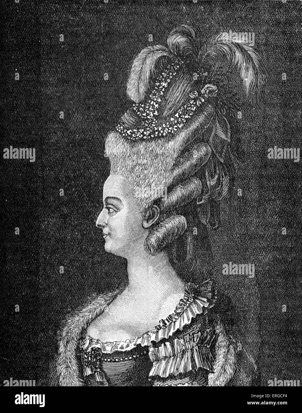 Marie Antoinette, 1783. L'archiduchesse d'Autriche et reine de France en épousant le roi français Louis XIV : 2 novembre 1755 - Banque D'Images