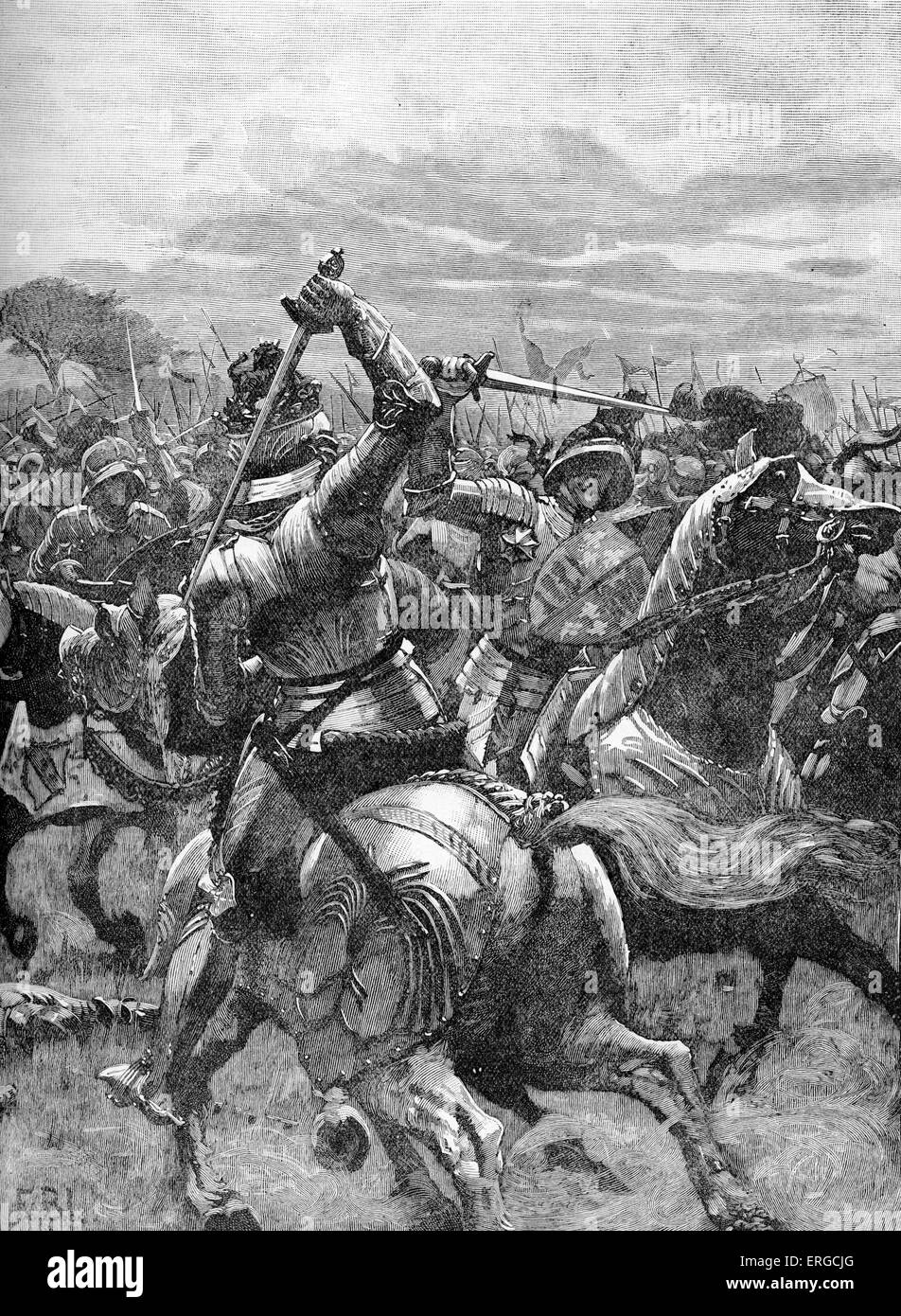 Richard III à la bataille de Bosworth Field . 22 août 1485. Bataille décisive des Guerres des Roses , série de civile dynastique Banque D'Images Richard III à la bataille de Bosworth Field . 22 août 1485. Bataille décisive des Guerres des Roses , série de civile dynastique Banque D'Images