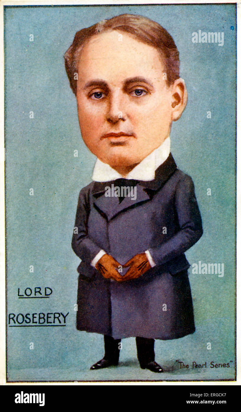 Lord Rosebery - caricature. Archibald Philip Primrose, 5e comte de Rosebery, homme politique impérialiste libéral anglais : 7 mai 1847 Banque D'Images