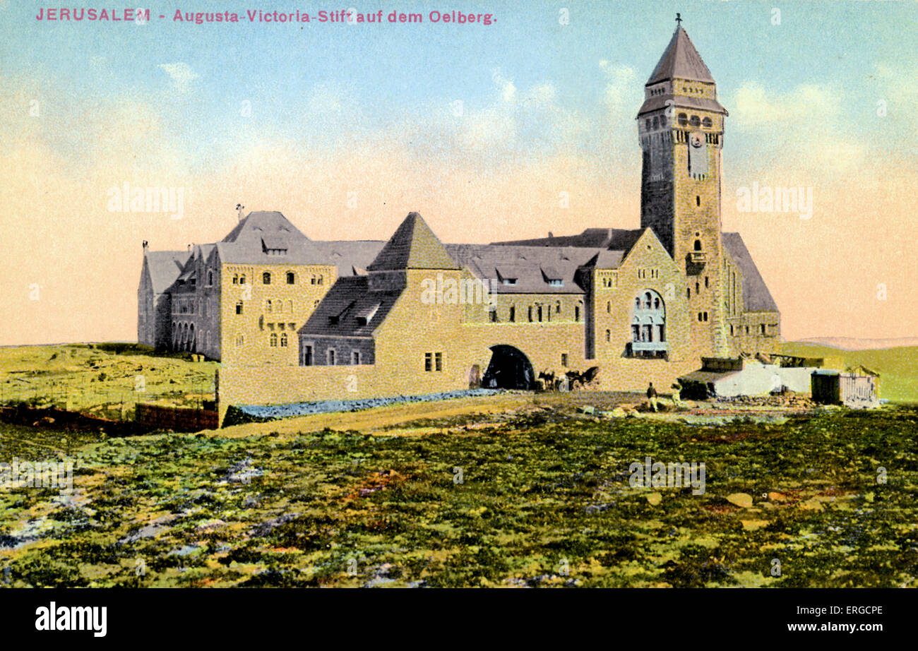 Jérusalem. Et l'église de l'hôpital Augusta Victoria sur l'extrémité nord du Mont des Oliviers, construit en 1907 - 1910 Banque D'Images