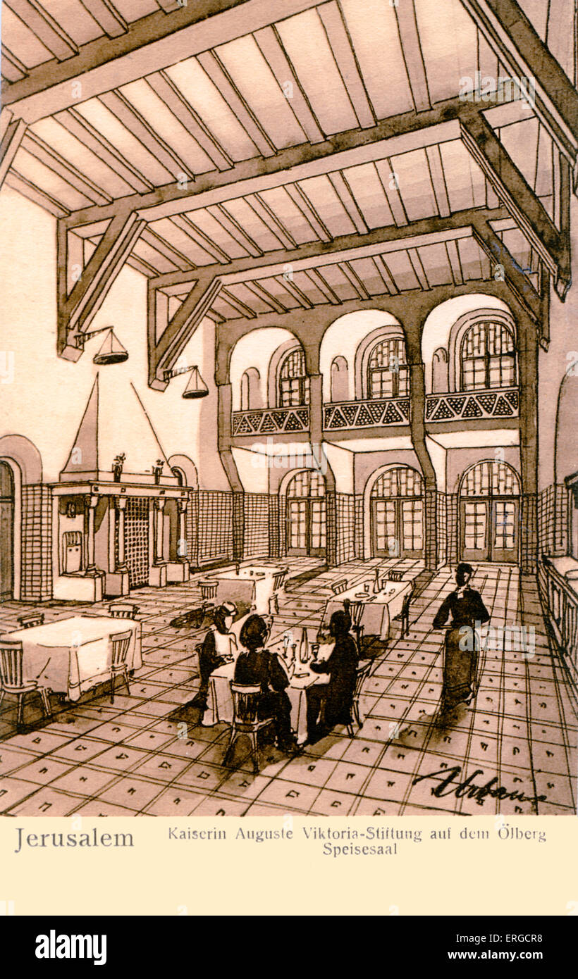 L'impératrice Auguste Victoria Foundation au mont des Oliviers restaurant, Jérusalem (et de l'hôpital Augusta Victoria de l'église construit Banque D'Images