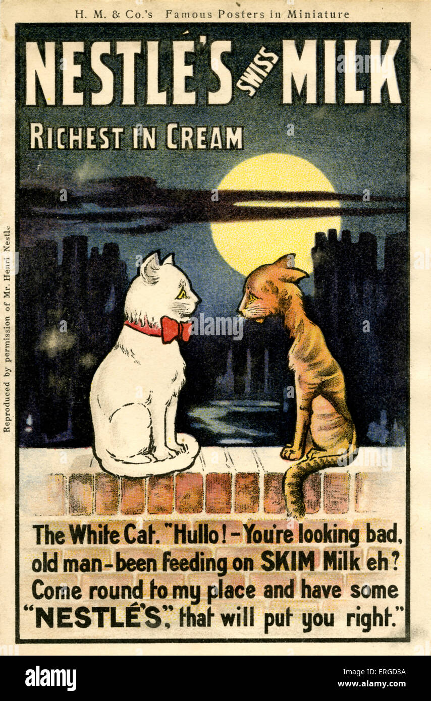 Publicite Pour Le Lait Nestle Suisse Plus Riche En Creme Montre Un Chat Blanc Et Un Chat Brun Maigre Sur Un Mur Sous Titre Suivant Photo Stock Alamy Publicite Pour Le Lait Nestle Suisse Plus Riche En Creme Montre Un Chat Blanc Et Un Chat Brun Maigre Sur Un Mur Sous Titre Suivant Photo Stock Alamy